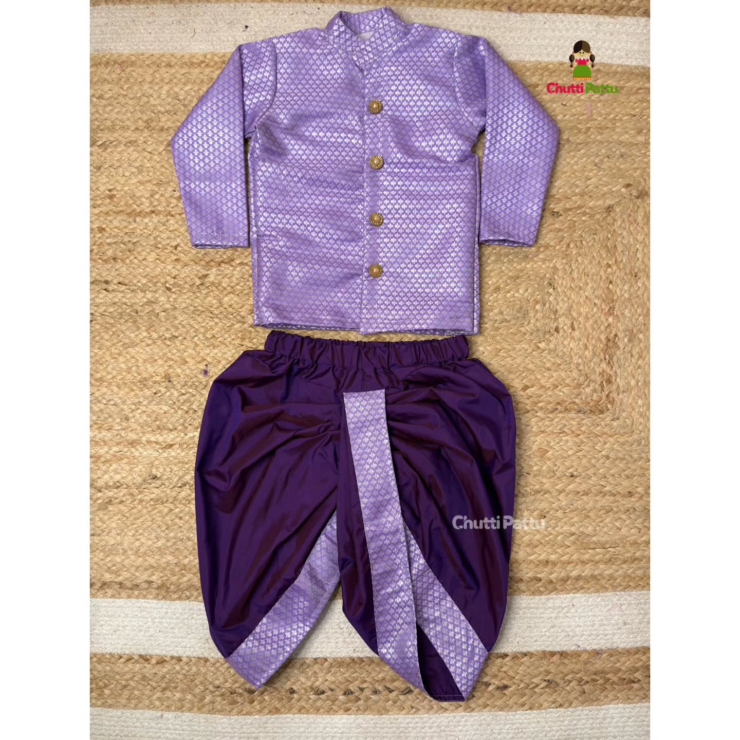 Lavender & Purple Kanchi Soft Silk Kurta & Dhoti Set | CPM_0195B