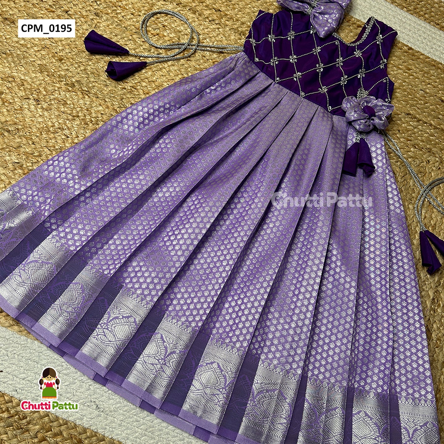 Lavender & Purple Kanchi Soft Silk Frock | CPM_0195