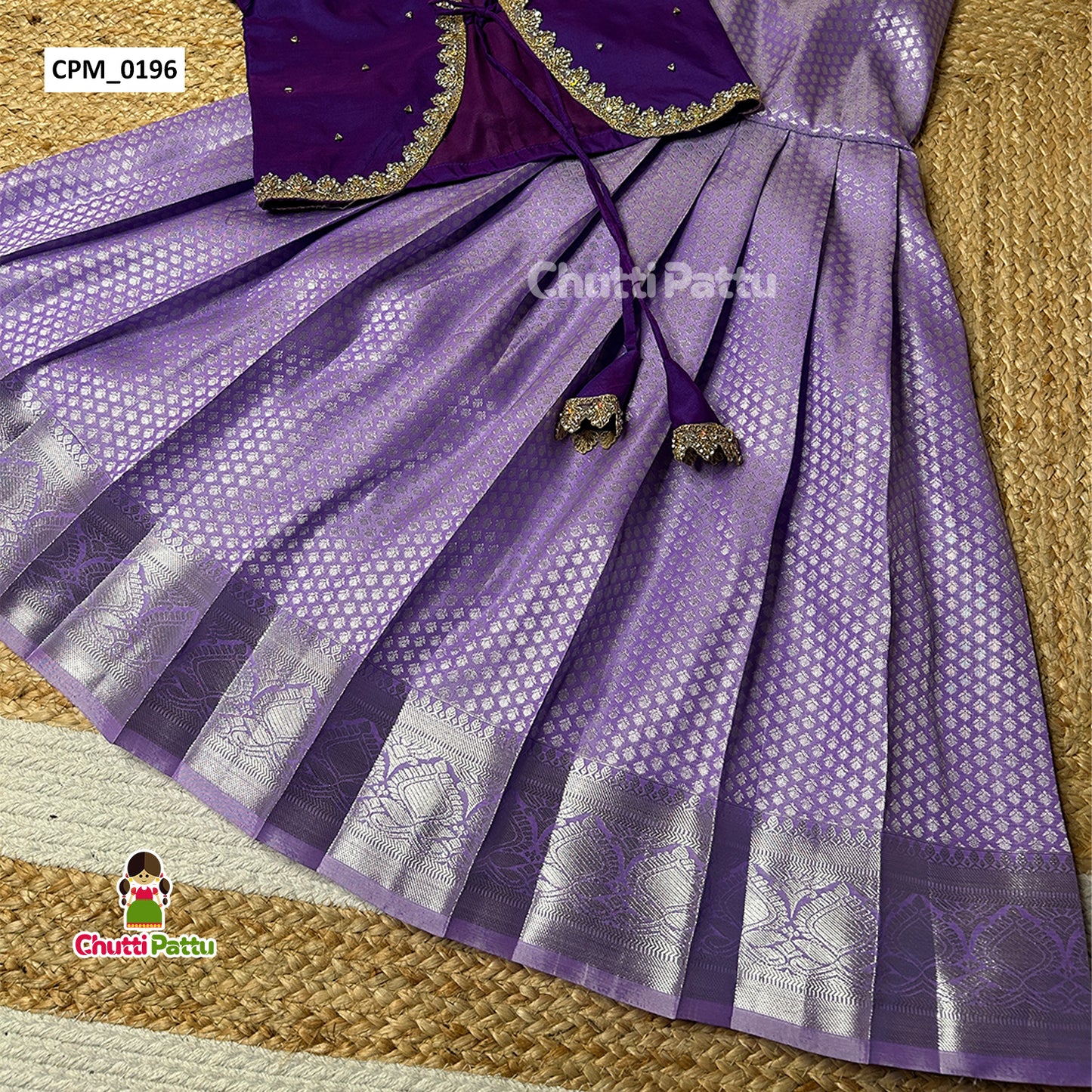 Lavender & Purple Overcoat Kanchi Soft Silk Pattu Pavadai | CPM_0196