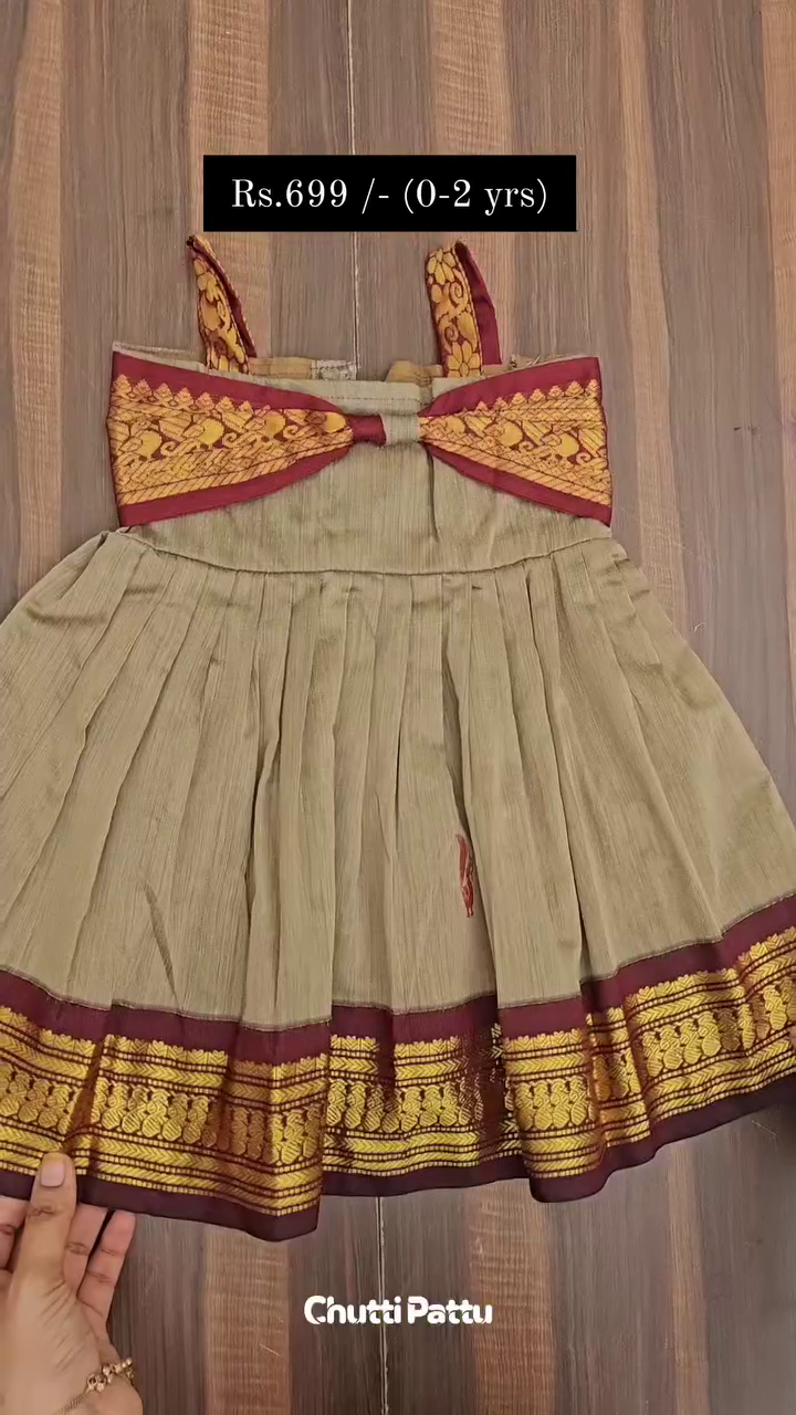 Light Brown Pure Kalyani Cotton Sleeveless Frock | CPM_0290_BRN