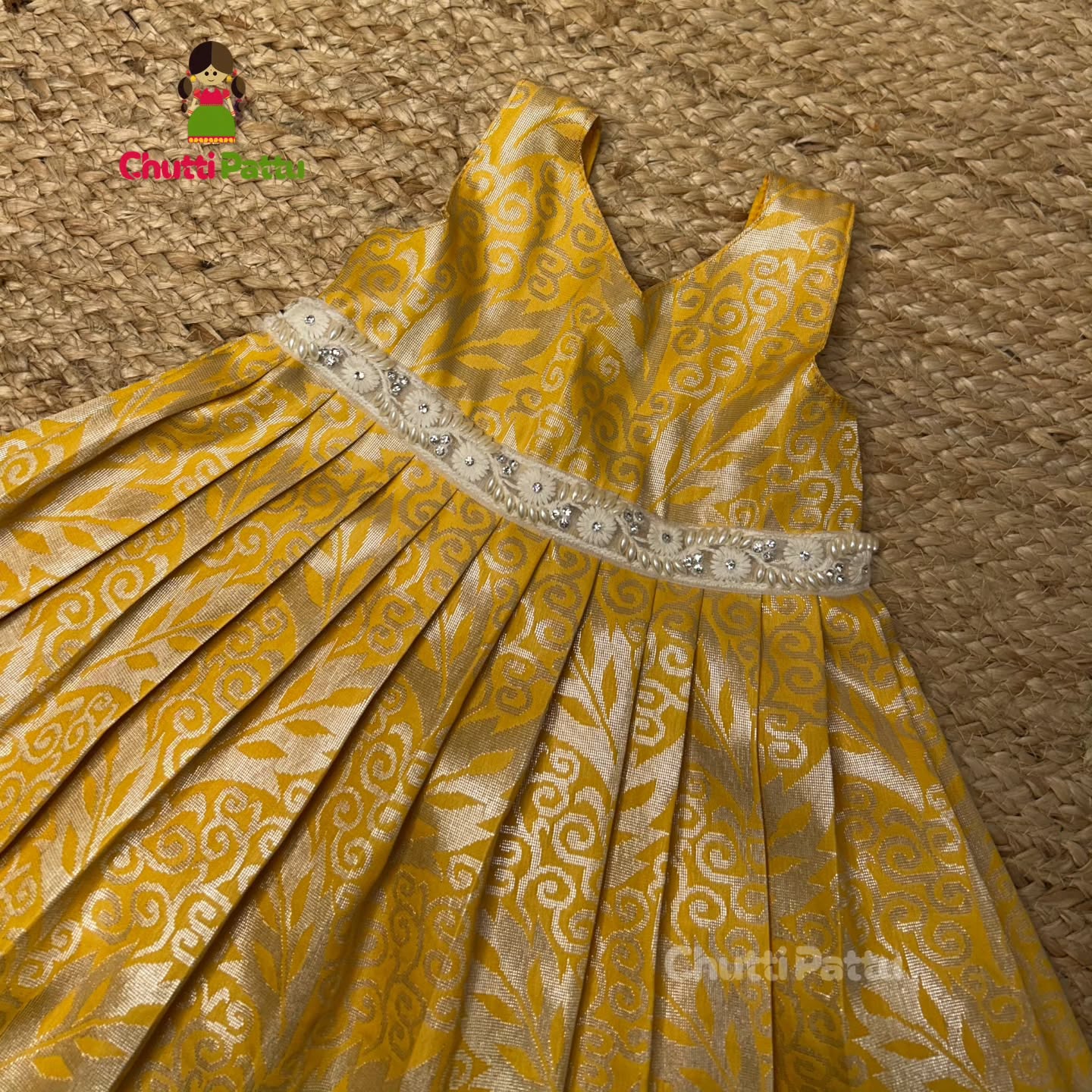 Yellow Kanchi Soft Silk Borderless Frock | CPM_0313_YLW