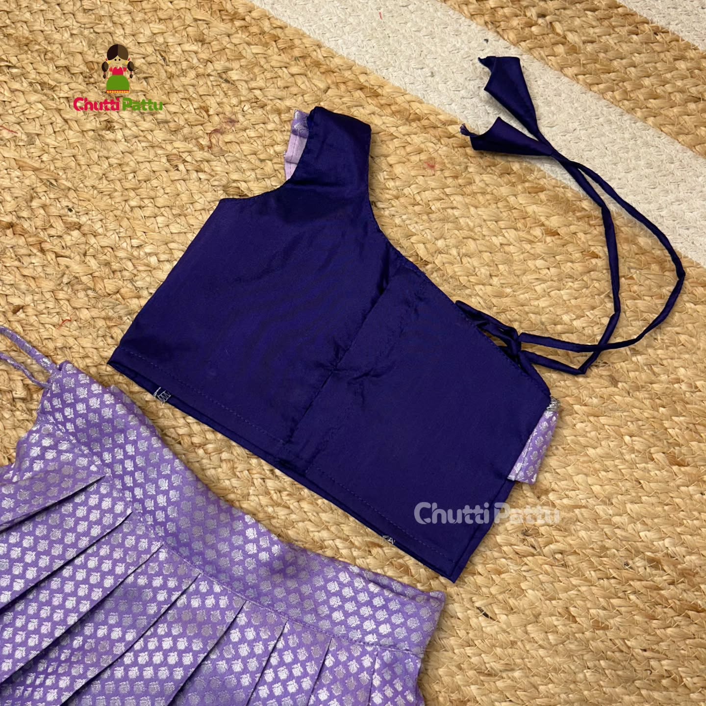 Lavender One-Shoulder Kanchi Soft Silk Top & Skirt | CPM_0314