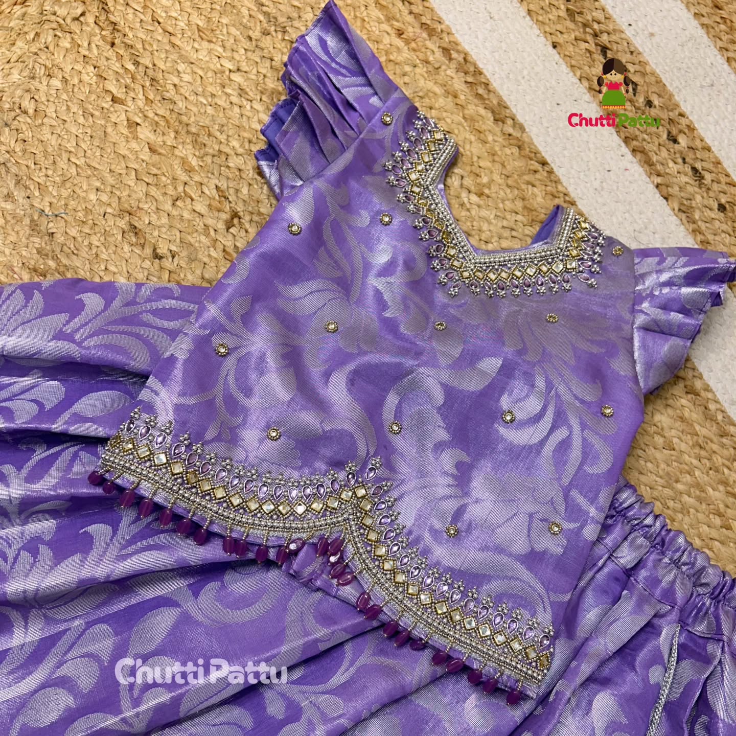Lavender Premium Aari Work Pattu Pavadai | CPM_0342