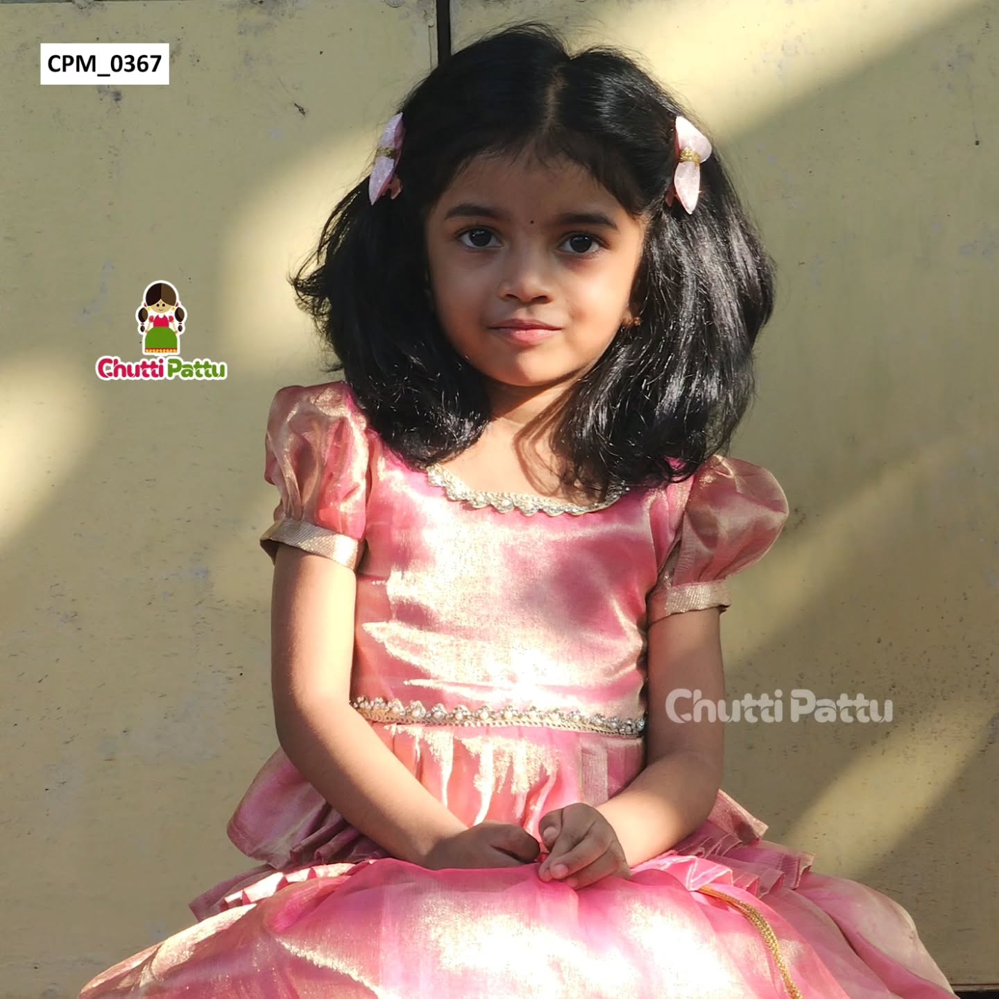 Pink Metallic Tissue Silk Pattu Pavadai | CPM_0367