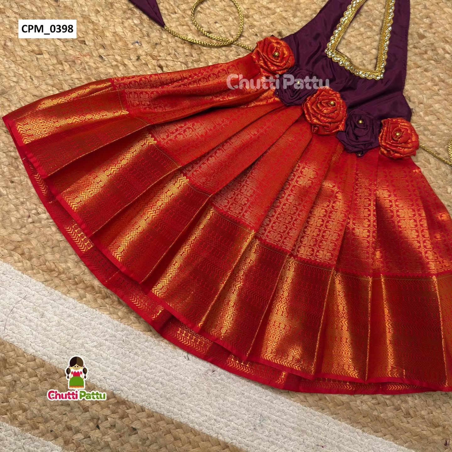 Purple & Chilly Red Halter Neck Frock | CPM_0398