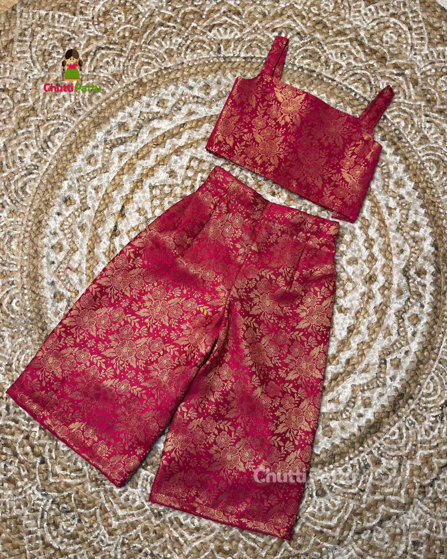 Pink & Green Lotus Aari Co-ord Set | CPM_0402