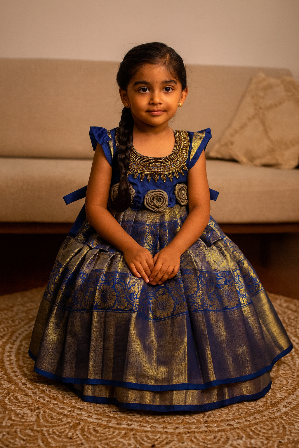 Thooriga β Premium Blue Aari Neck Work Gown | CPM_0404