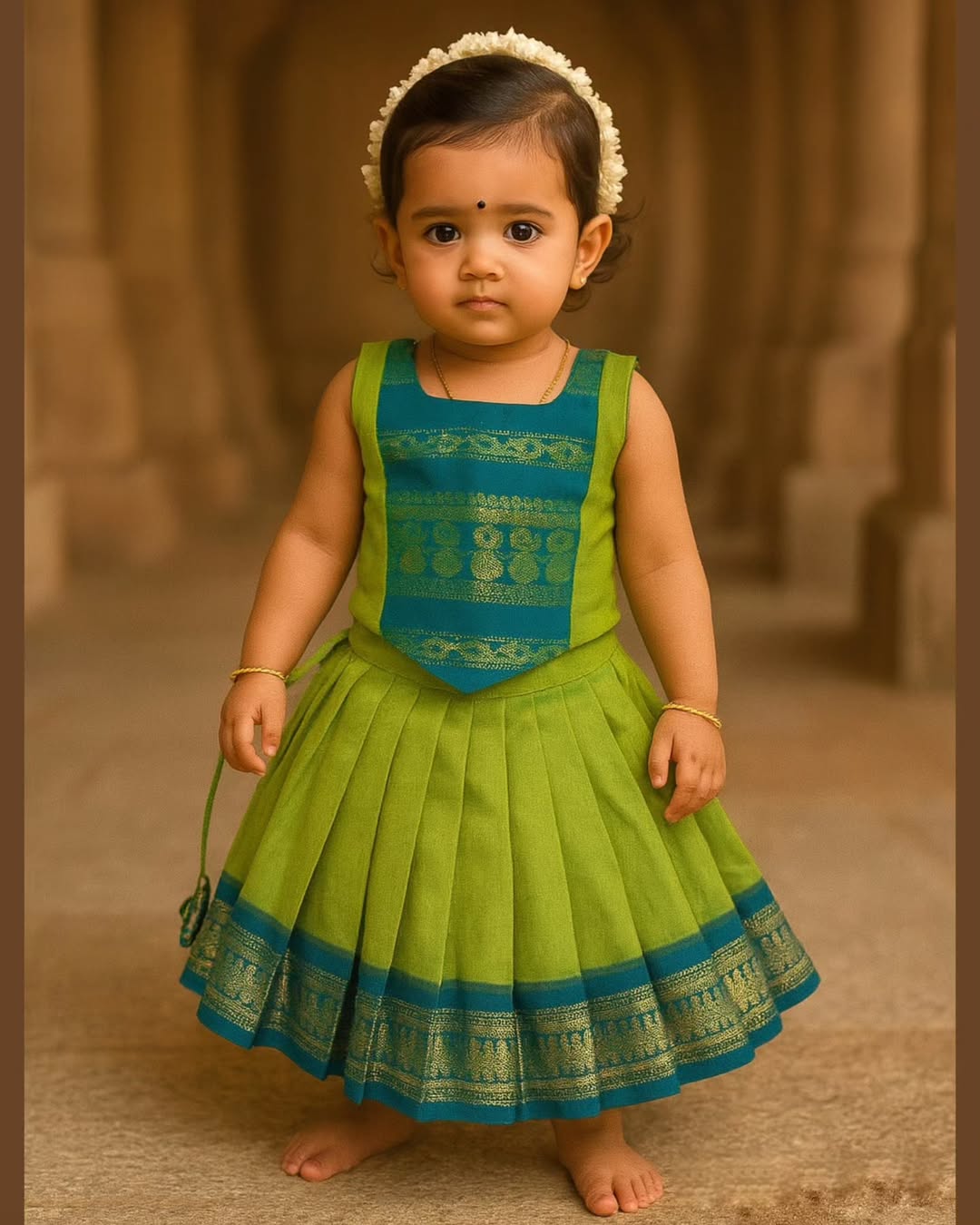 Green & Blue Pure Kalyani Cotton Ethnic Set | CPM_0437_GRN-BLU