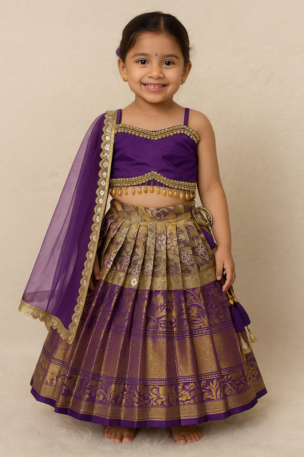 Purple Kanchi Tissue Silk Set with Dupatta | CPM_0443