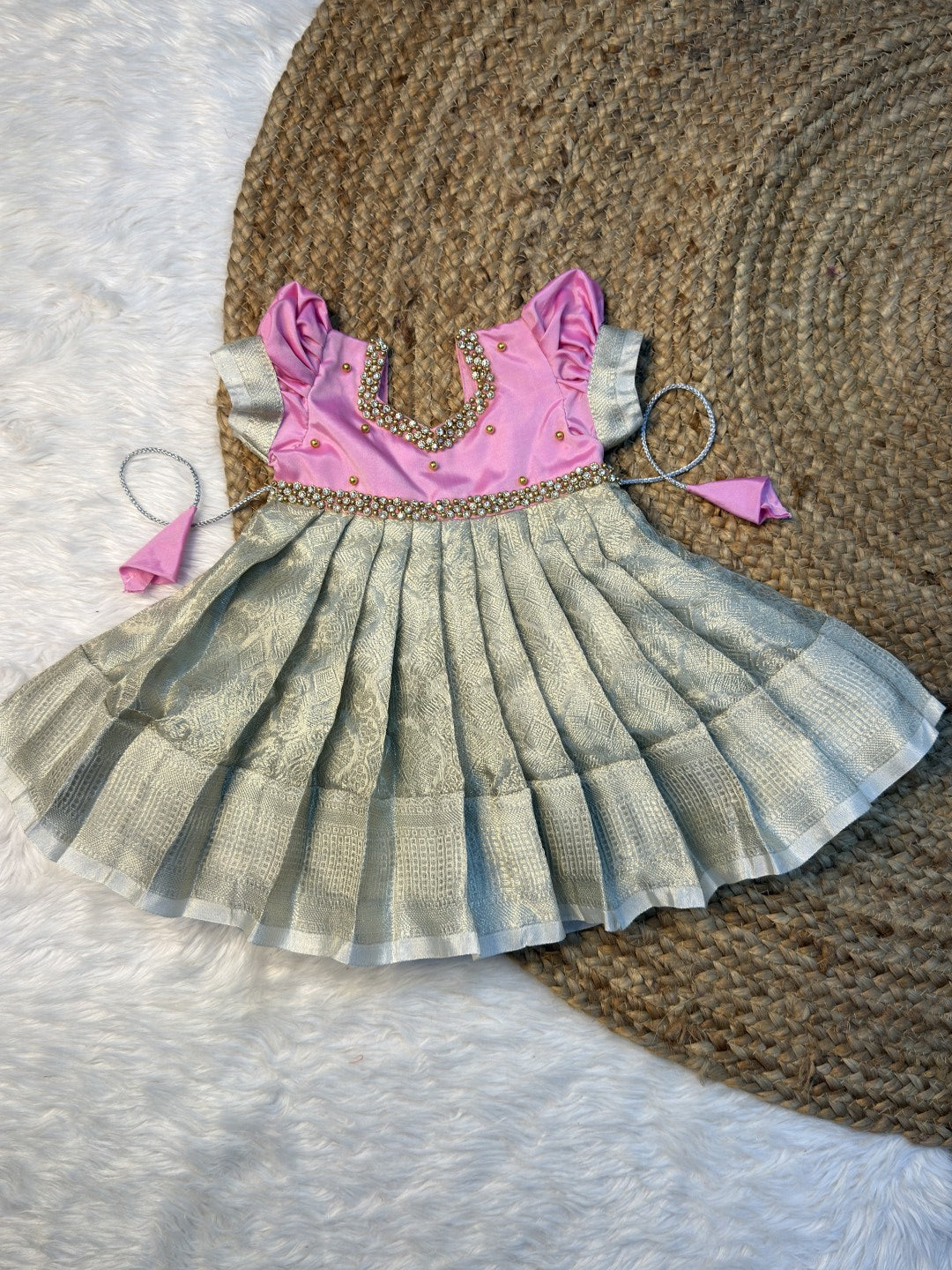 Silver Tissue Silk Budget Friendly Gown | CPM0613