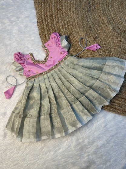 Silver Tissue Silk Budget Friendly Gown | CPM0613