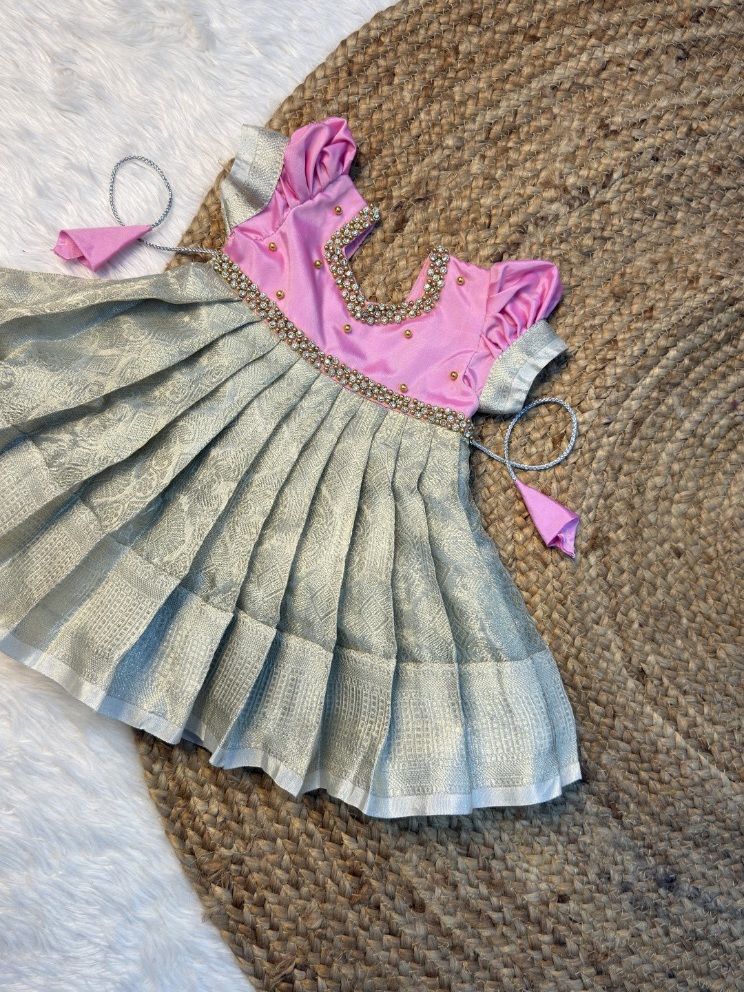 Silver Tissue Silk Budget Friendly Gown | CPM0613