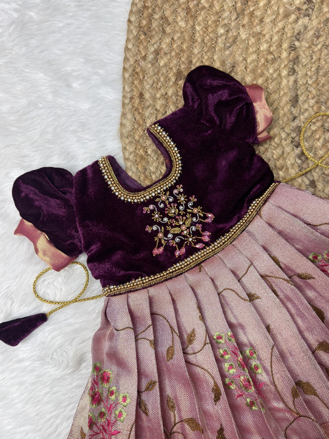 Radhima | Aari Work Velvet & Embroidered Tissue Silk Gown | CPM0625