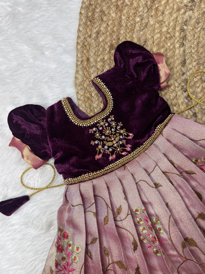 Radhima | Aari Work Velvet & Embroidered Tissue Silk Gown | CPM0625