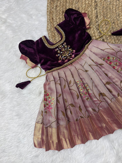 Radhima | Aari Work Velvet & Embroidered Tissue Silk Gown | CPM0625