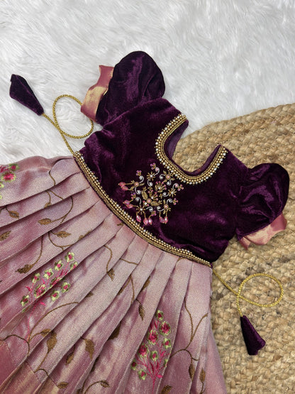 Radhima | Aari Work Velvet & Embroidered Tissue Silk Gown | CPM0625