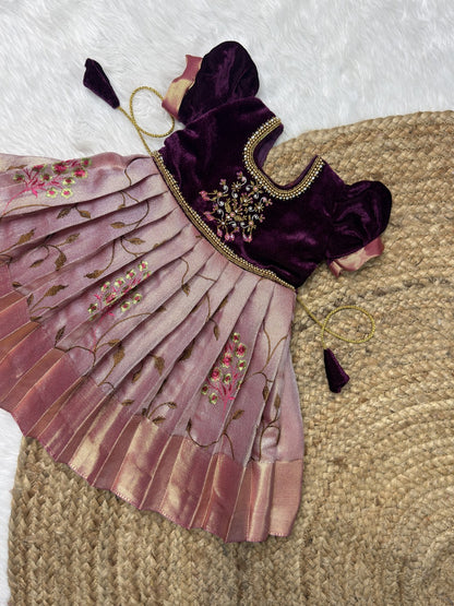 Radhima | Aari Work Velvet & Embroidered Tissue Silk Gown | CPM0625