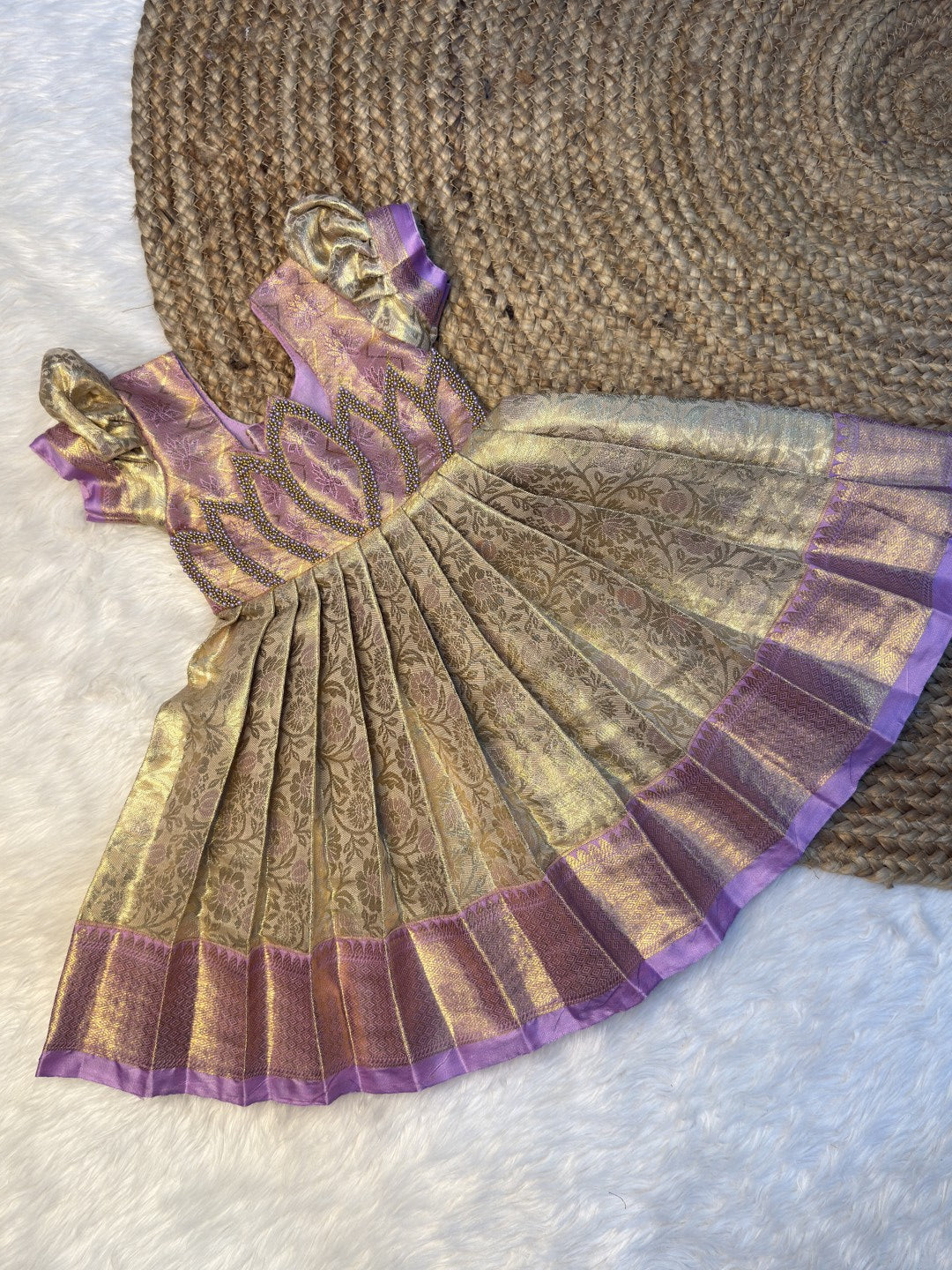 Lavender Beauty | Kanchi Tissue Silk Lotus Aari Work Gown | CPM0628