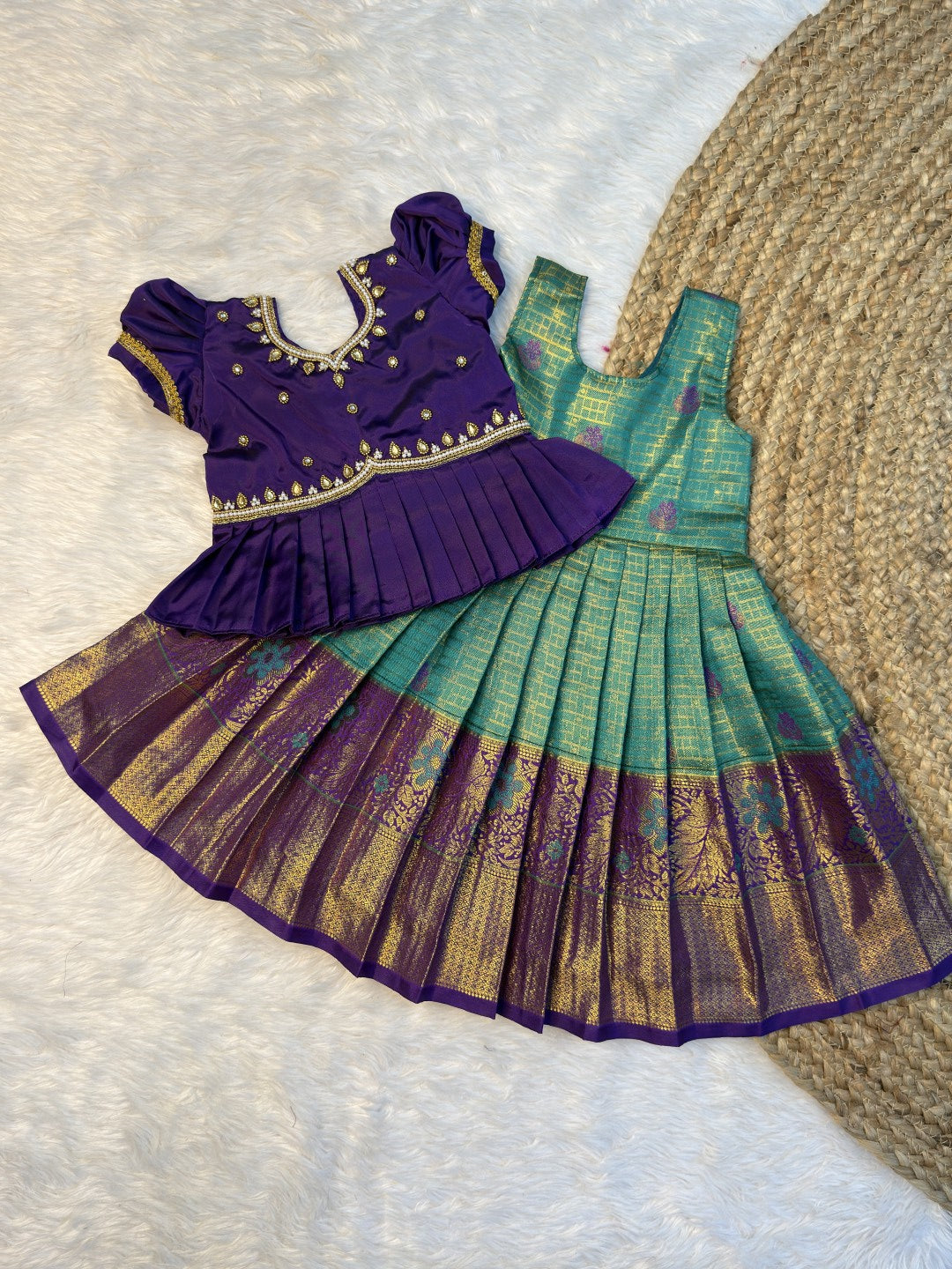 Purple Soft Banarasi Silk Aari Pattu Pavadai | CPM0632