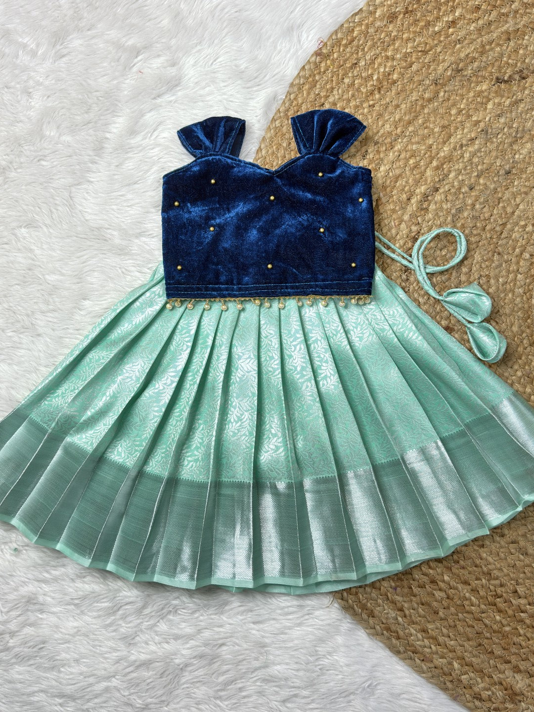 Budget Friendly Velvet & Kanchi Soft Silk Top & Skirt | CPM0636