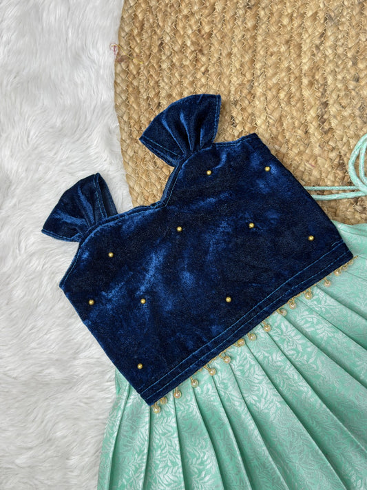 Budget Friendly Velvet & Kanchi Soft Silk Top & Skirt | CPM0636