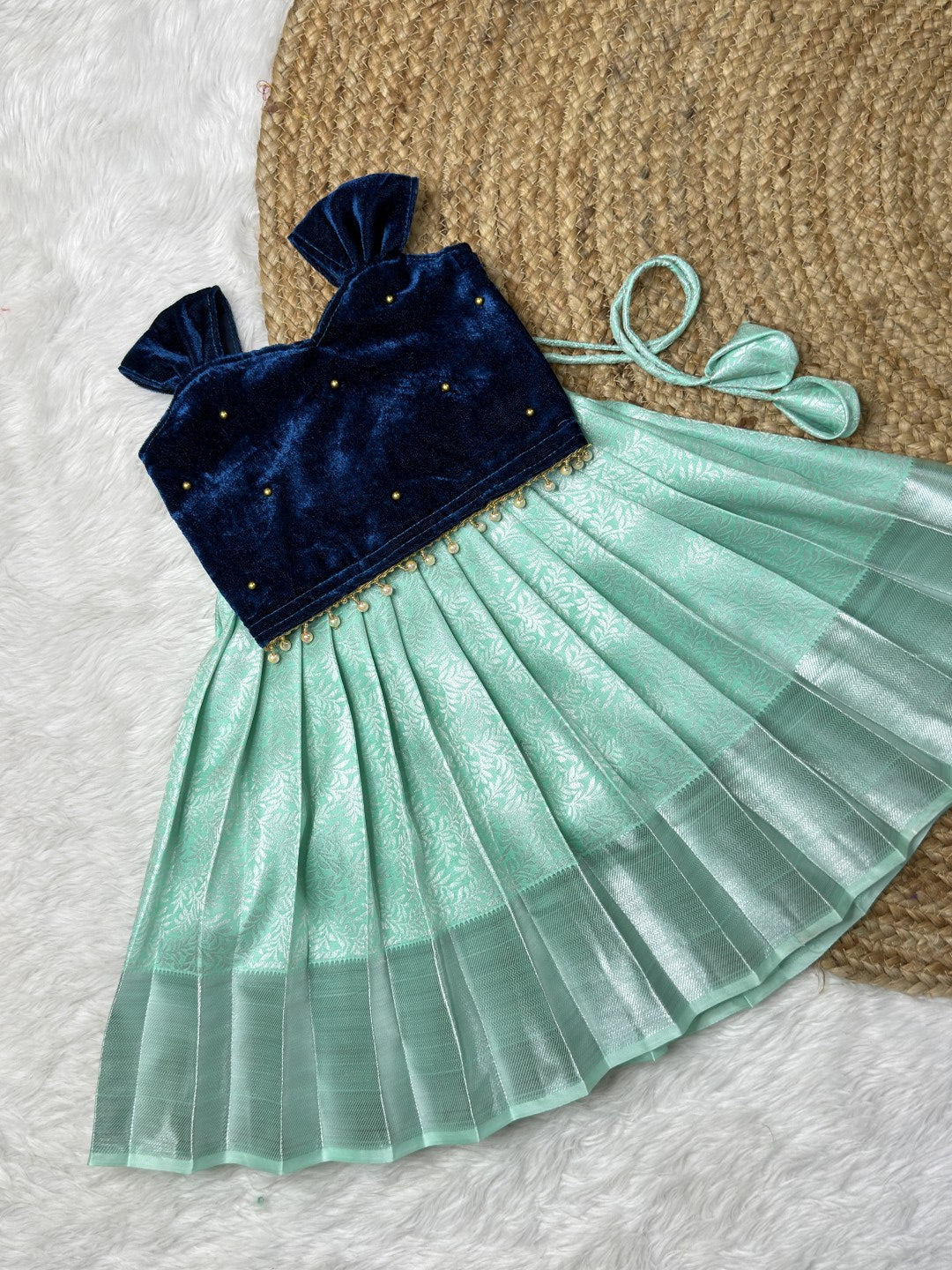 Budget Friendly Velvet & Kanchi Soft Silk Top & Skirt | CPM0636