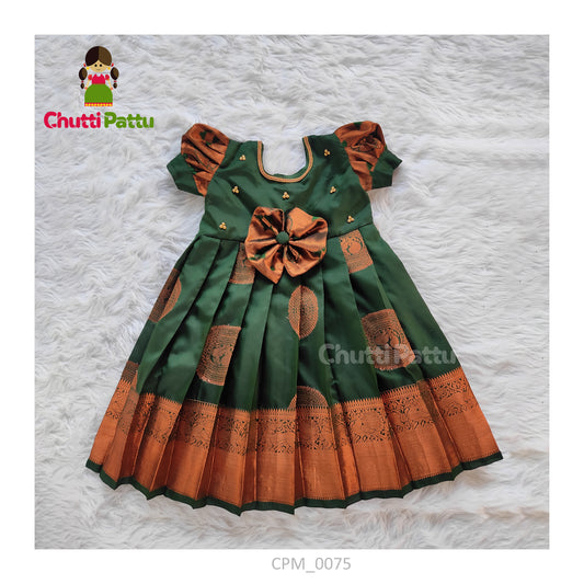 Bottle Green Kanchi Soft Silk Frock | CPM_0075