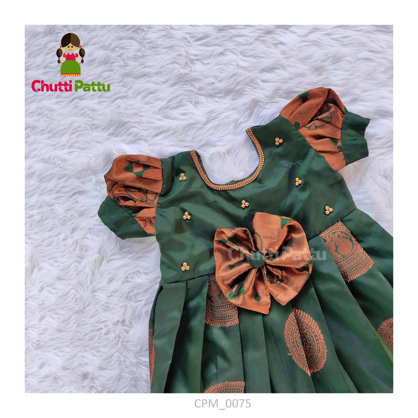 Bottle Green Kanchi Soft Silk Frock | CPM_0075