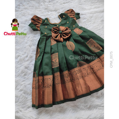 Bottle Green Kanchi Soft Silk Frock | CPM_0075