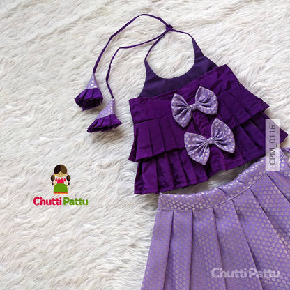 Royal Purple & Lavender Double Frill Pattu Pavadai | CPM_0116