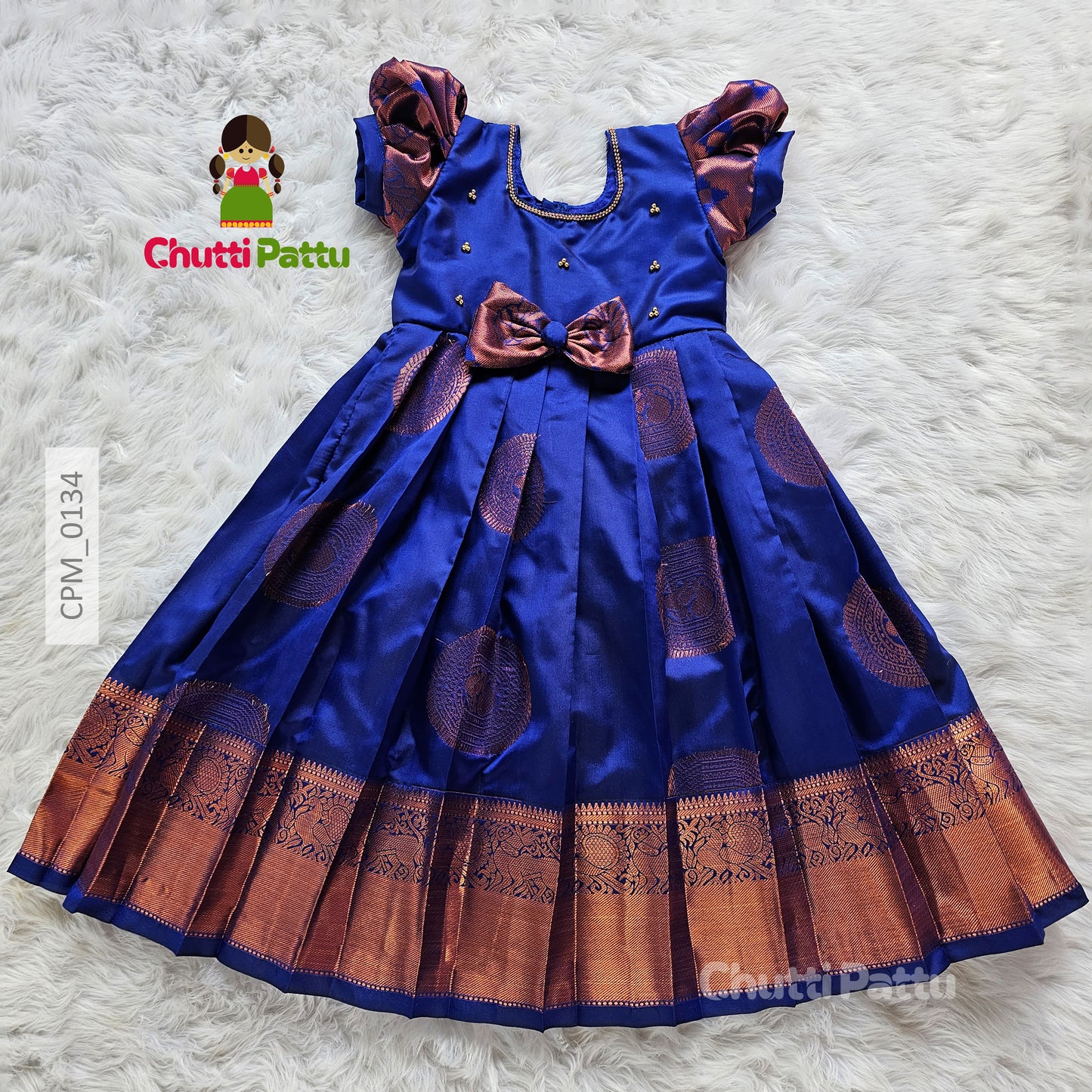 Midnight Blue Kanchi Soft Silk Frock | CPM_0134