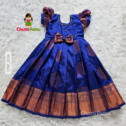Midnight Blue Kanchi Soft Silk Frock | CPM_0134