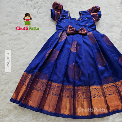 Midnight Blue Kanchi Soft Silk Frock | CPM_0134