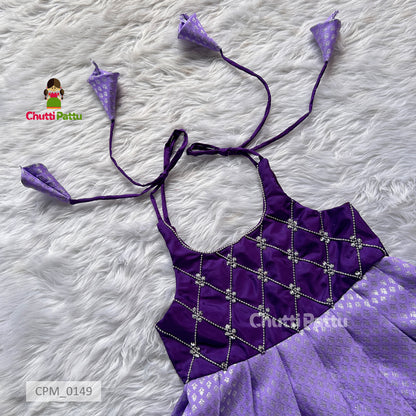 Lavender Kanchi Soft Silk Tie-Up Frock | CPM_0149A