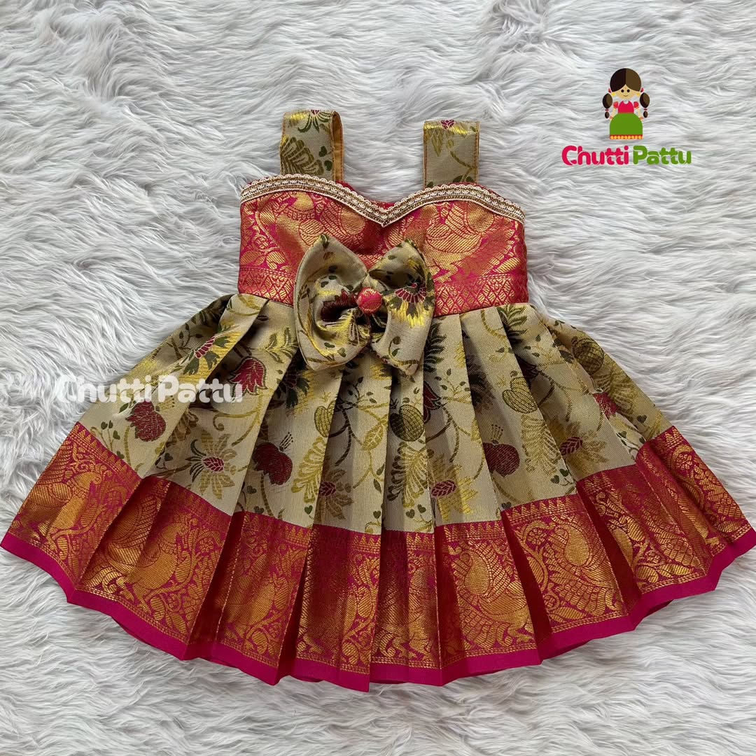 Golden Orange Kalamkari Sleeveless Frock | CPM_0153