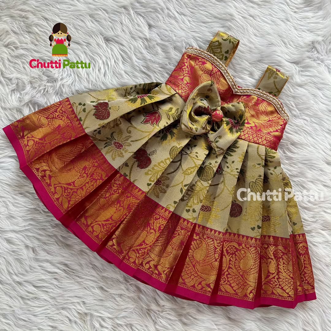 Golden Orange Kalamkari Sleeveless Frock | CPM_0153