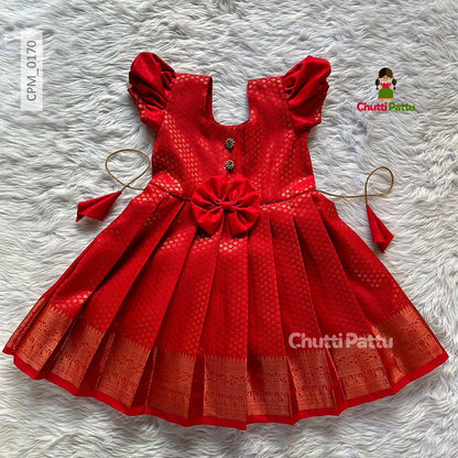Red Kanchi Soft Silk Frock | CPM_0170