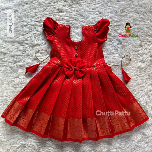 Red Kanchi Soft Silk Frock | CPM_0170