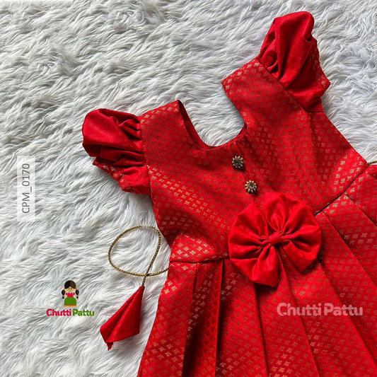 Red Kanchi Soft Silk Frock | CPM_0170