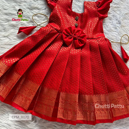 Red Kanchi Soft Silk Frock | CPM_0170
