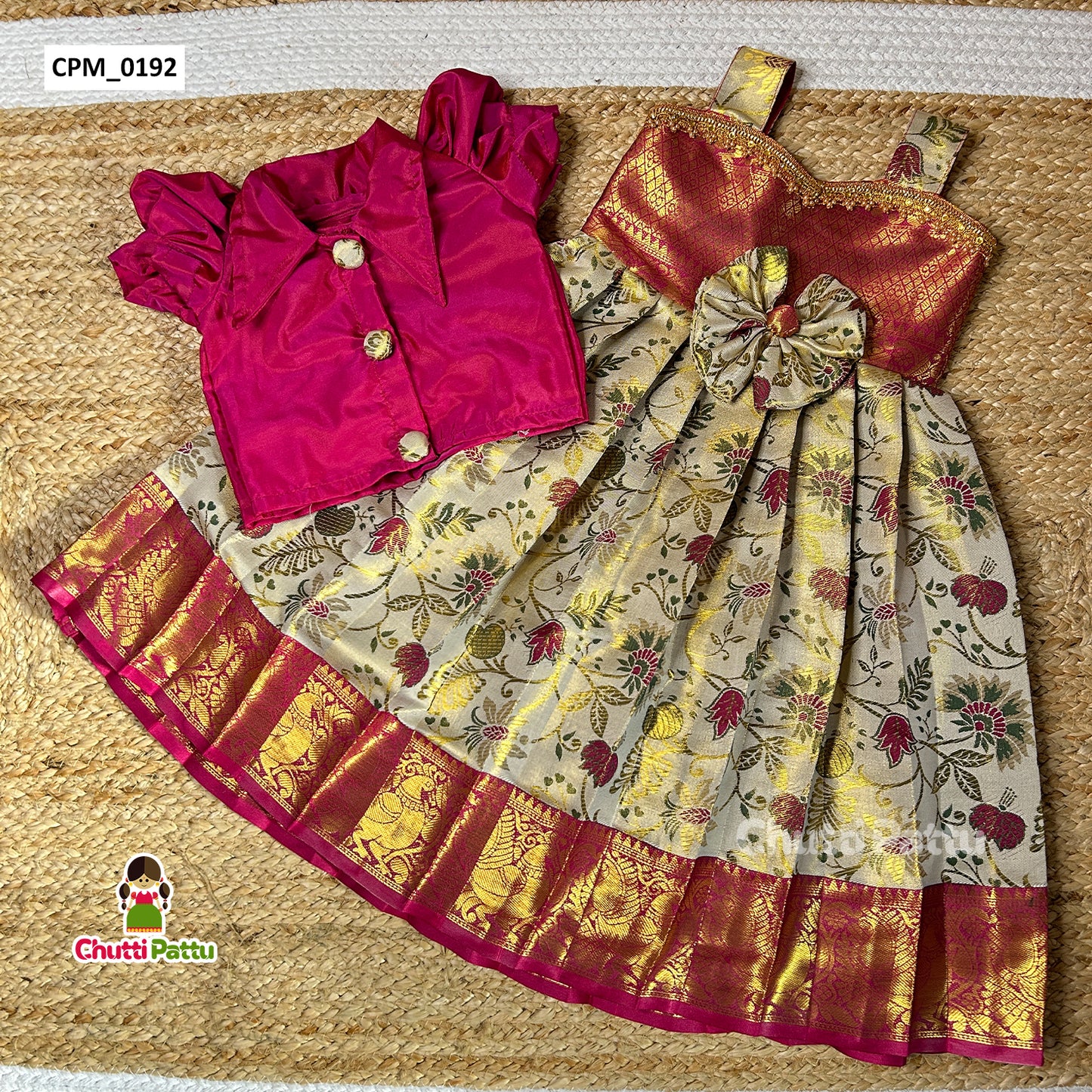 Pink Collar Top & Kalamkari Sleeveless Frock | CPM_0192