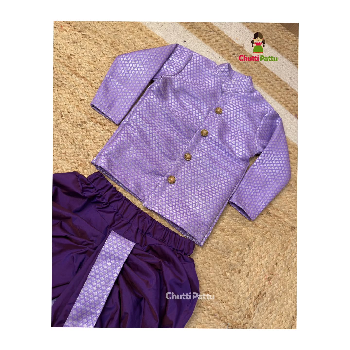 Lavender & Purple Kanchi Soft Silk Kurta & Dhoti Set  | CPM_0195B