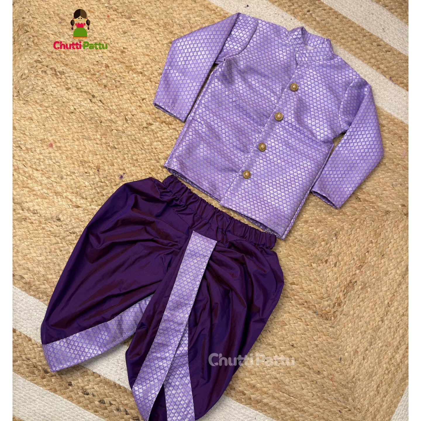 Lavender & Purple Kanchi Soft Silk Kurta & Dhoti Set  | CPM_0195B