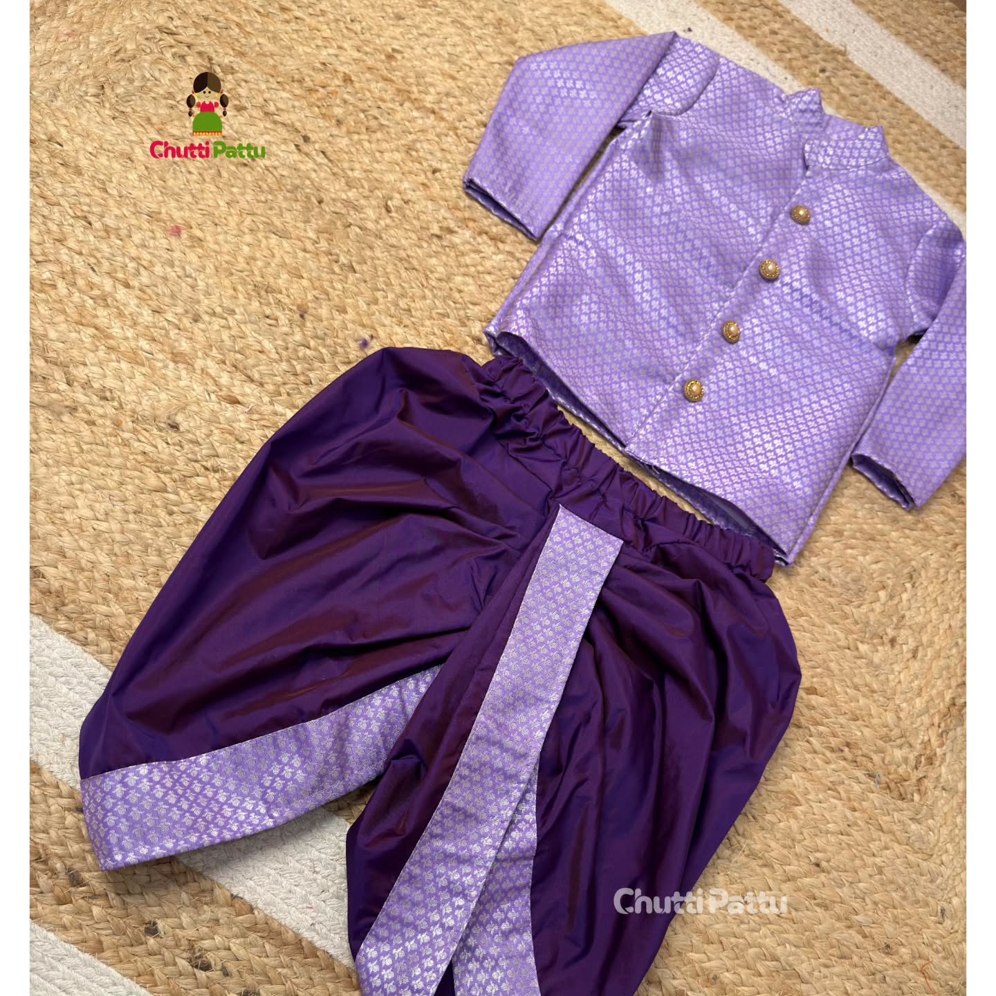 Lavender & Purple Kanchi Soft Silk Kurta & Dhoti Set  | CPM_0195B