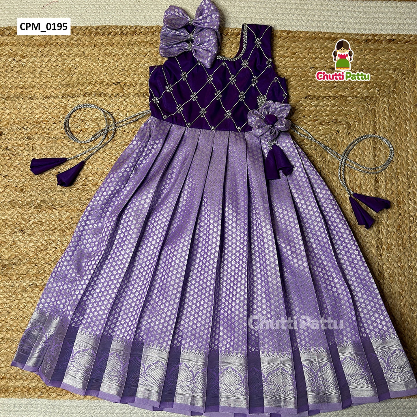 Lavender & Purple Kanchi Soft Silk Frock | CPM_0195