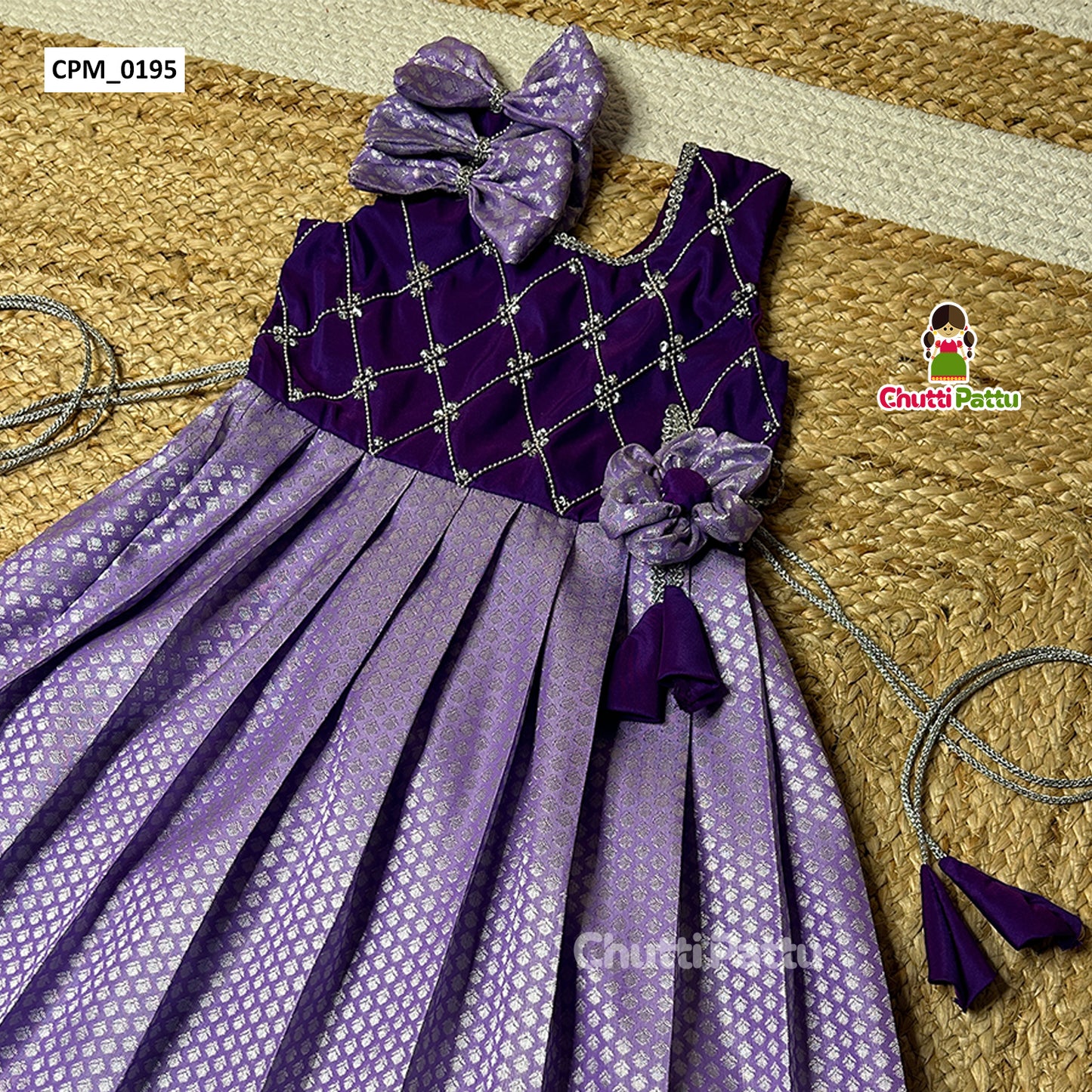 Lavender & Purple Kanchi Soft Silk Frock | CPM_0195