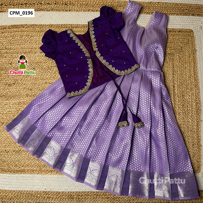 Lavender & Purple Overcoat Kanchi Soft Silk Pattu Pavadai |  CPM_0196