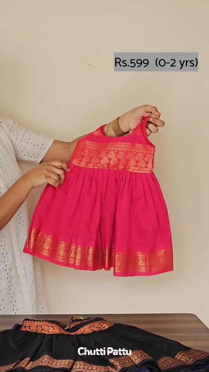 Pure Kalyani Cotton Pink Tie-Up Frock | CPM_0253_PINK