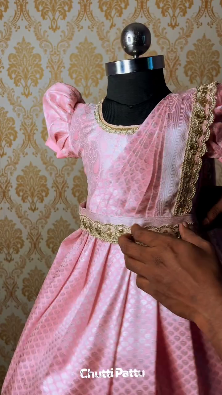 Blush Pink Kanchi Soft Silk Gown with Dupatta | CPM_0258