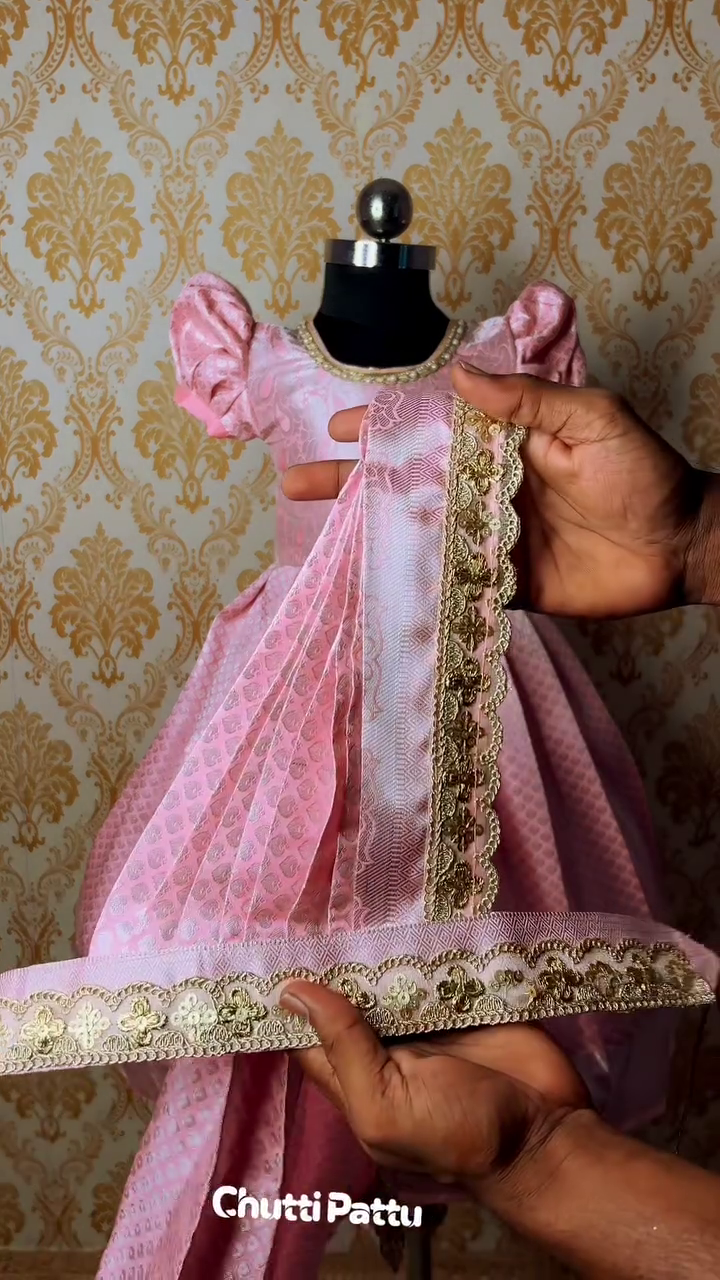 Blush Pink Kanchi Soft Silk Gown with Dupatta | CPM_0258